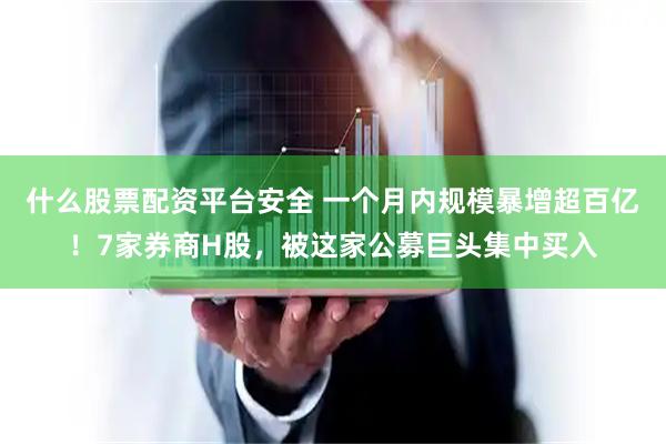 什么股票配资平台安全 一个月内规模暴增超百亿！7家券商H股，被这家公募巨头集中买入